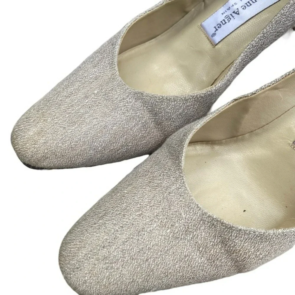 Etienne Aigner Beige Fabric Taylor Heels - Picture 8 of 10